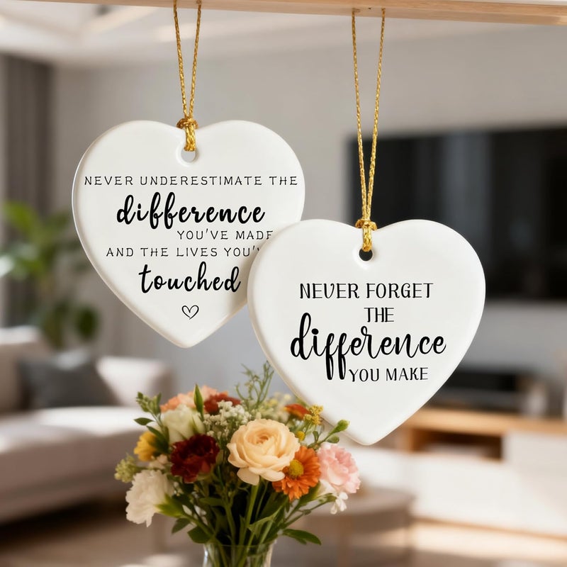 Jocidea Never Forget The Difference You Make - Leaving Gifts for Work Colleagues, Thank You Gift, Inspirational & Appreciation Gifts for Teacher, Friend, Coworker, Retiree, Ceramic Christmas Ornament - Image 4